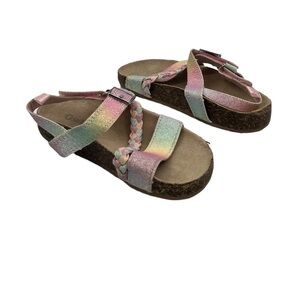 OshKosh B'Gosh Faith Ombre Rainbow Sparkle Footbed Sandals Size 10 Little Girls